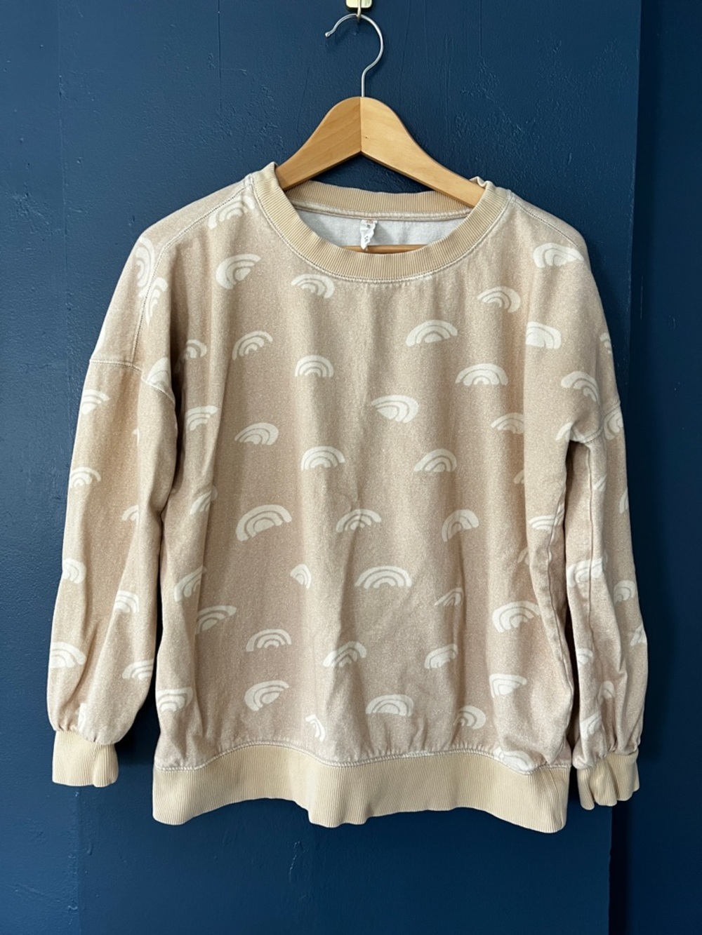 Anthropologie Daily Prectice Cream Rainbow-Print Pullover Sweatshirt